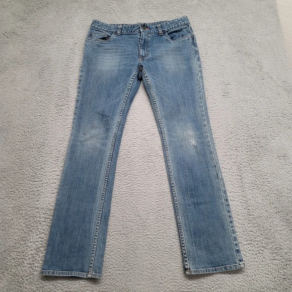 VANS Off The Wall Jeans Womens‎ 33x31 Blue Denim Straight Distressed Slim Skater - Picture 1 of 14
